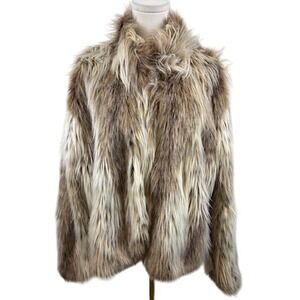 Donna Salyers Fabulous Faux Fur Mink Coat Beige Brown Jacket Size 3X